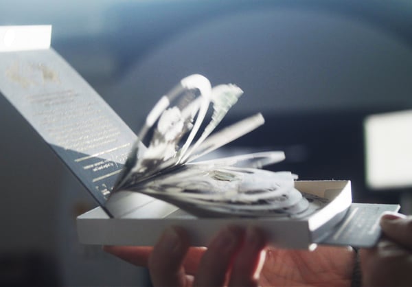 Flicking through a laser cut printed document