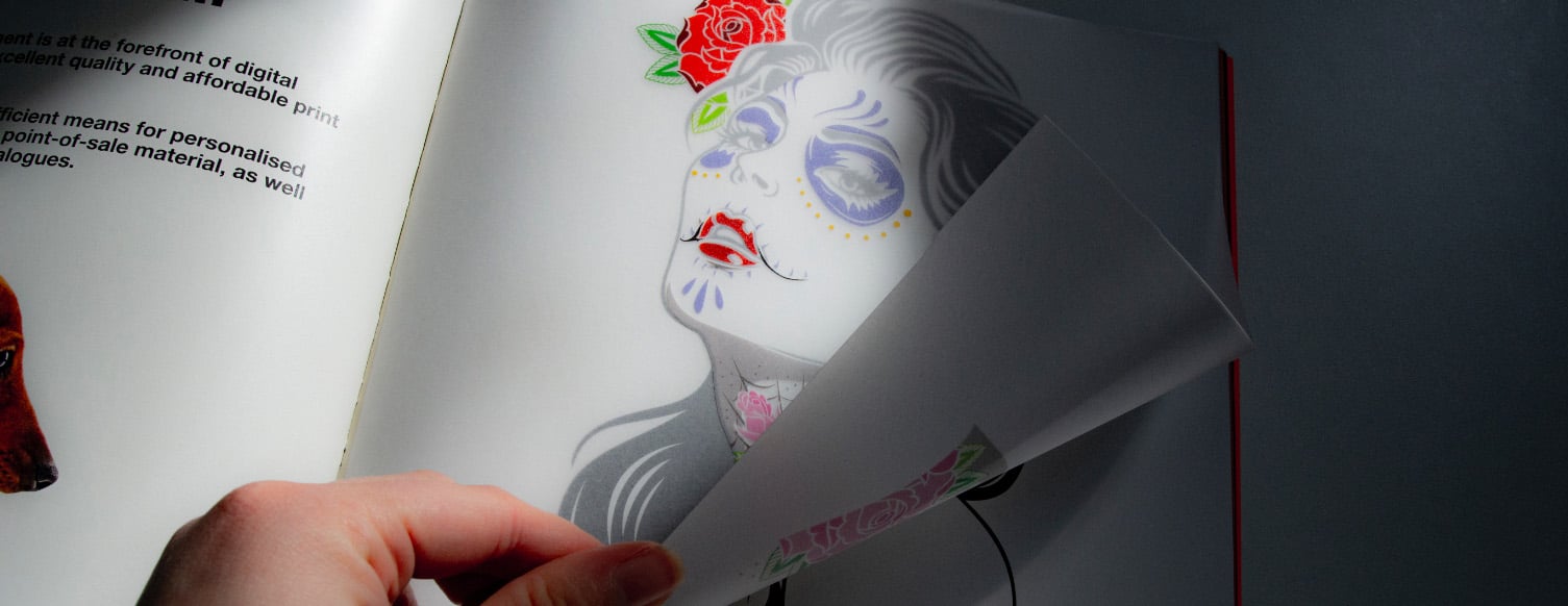 Tattooed lady printed onto transparent paper