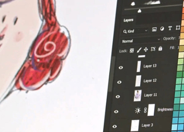 Illustration on screen in Photoshop