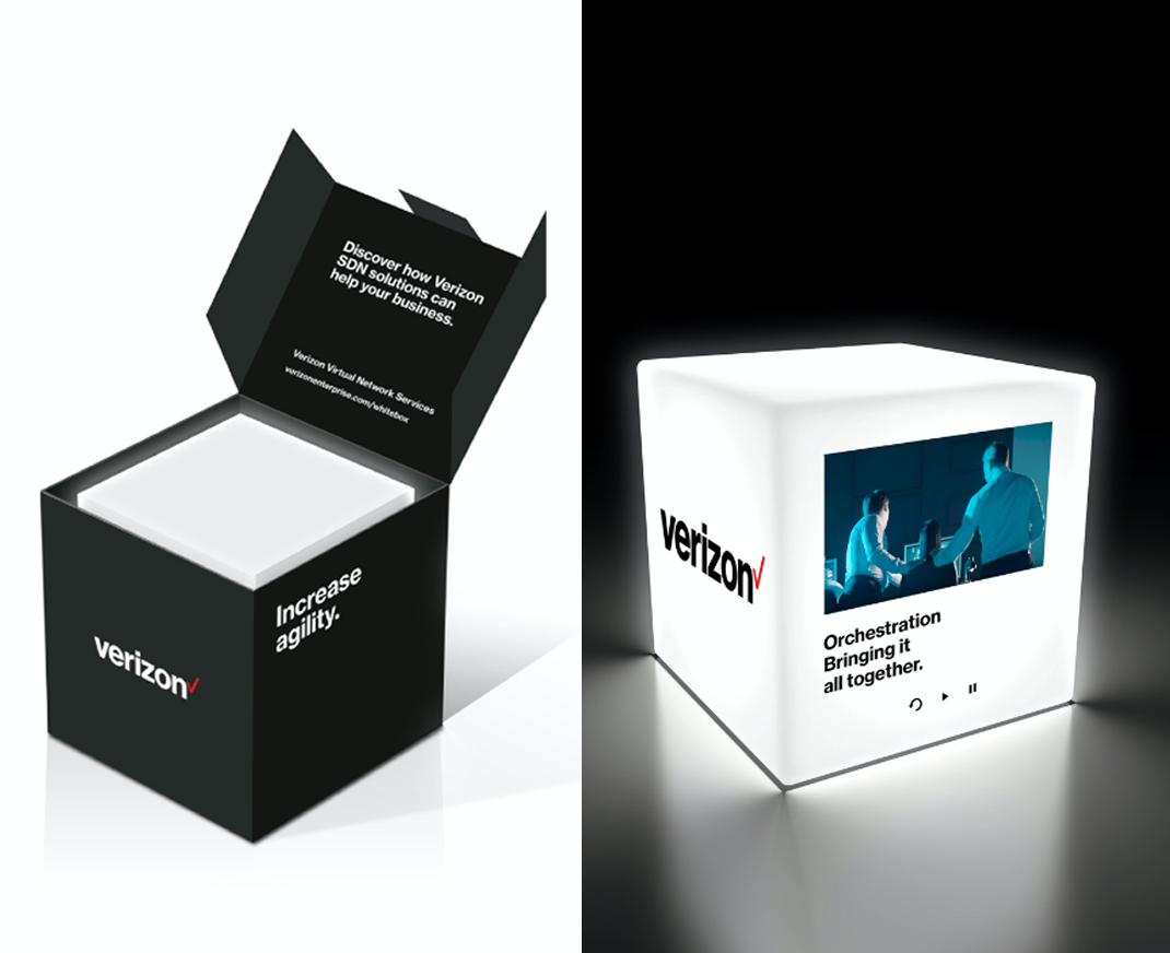 Verizon Orchestration cube video direct mail piece