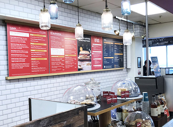 Menu signage in Tesco Café